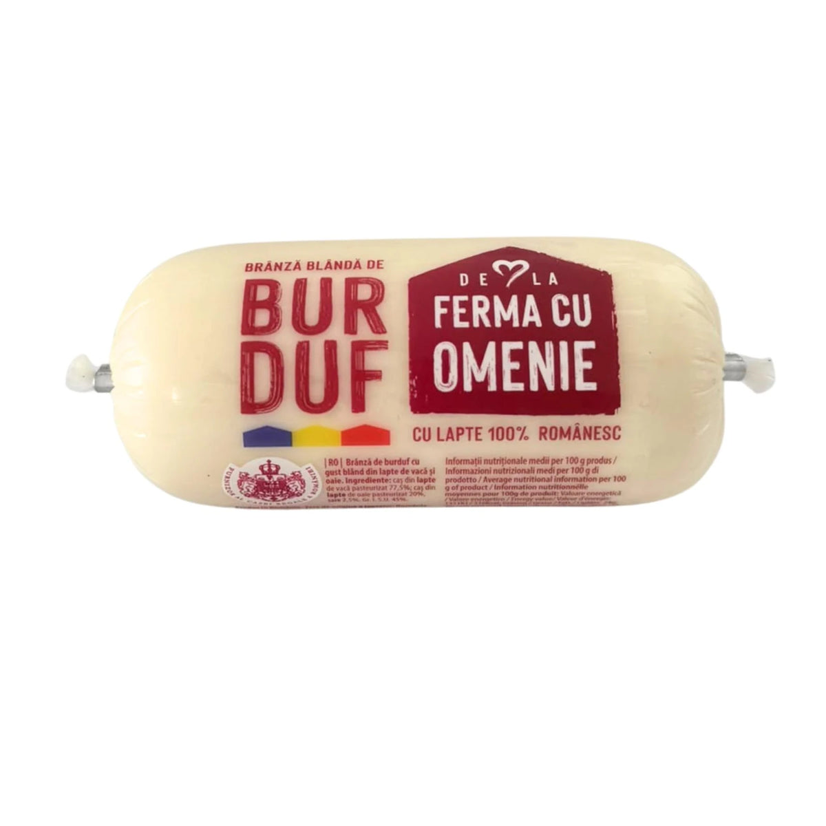 De la Ferma cu Omenie Branza de Burduf cu Gust Bland, 250 g