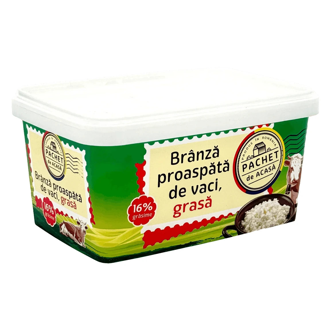 De la Ferma cu Omenie Branza Proaspata de Vaci Grasa, Pachet de Acasa, 400 g