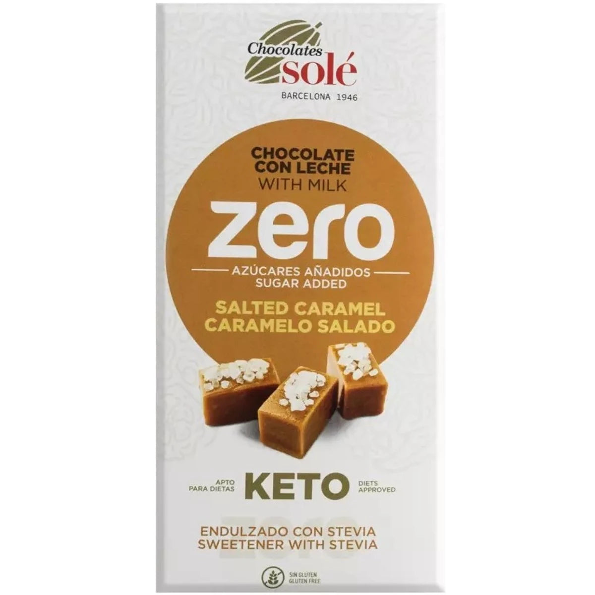 Chocolates Solé Ciocolată cu Lapte și Caramel Sărat, cu Stevie, 100g