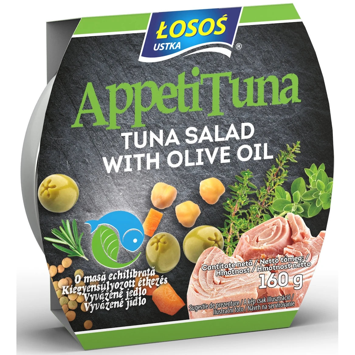 Losos AppetiTuna Salata Mediteraneana cu Ton si Ulei de Masline, 160 g