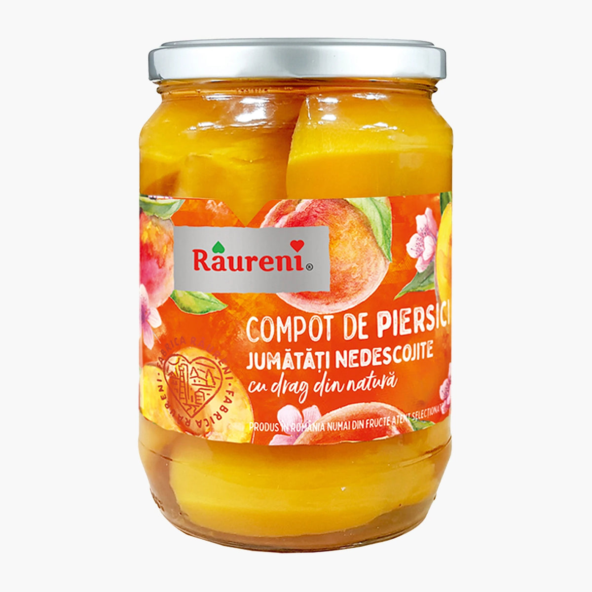 Raureni Compot de Piersici Jumatati Nedescojite 720g