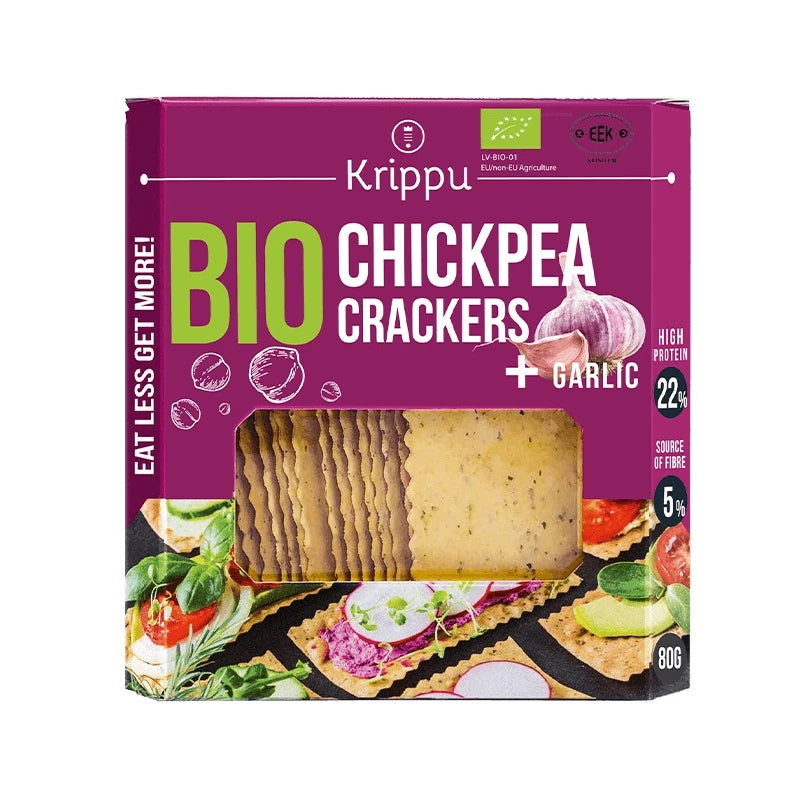 Krippu Crackers bio din năut cu usturoi 80g