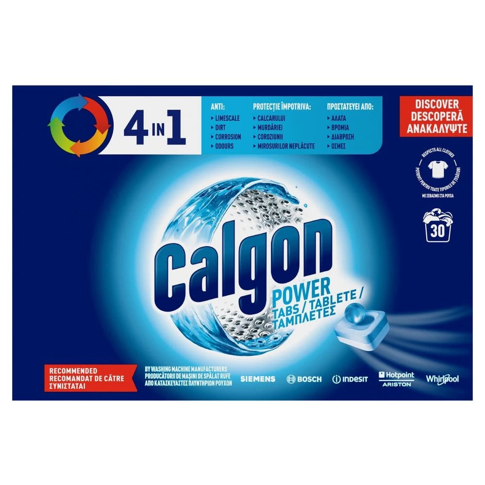 Calgon 4in1 Power Tablete Anticalcar pentru Masina de Spalat Rufe, 30 Buc