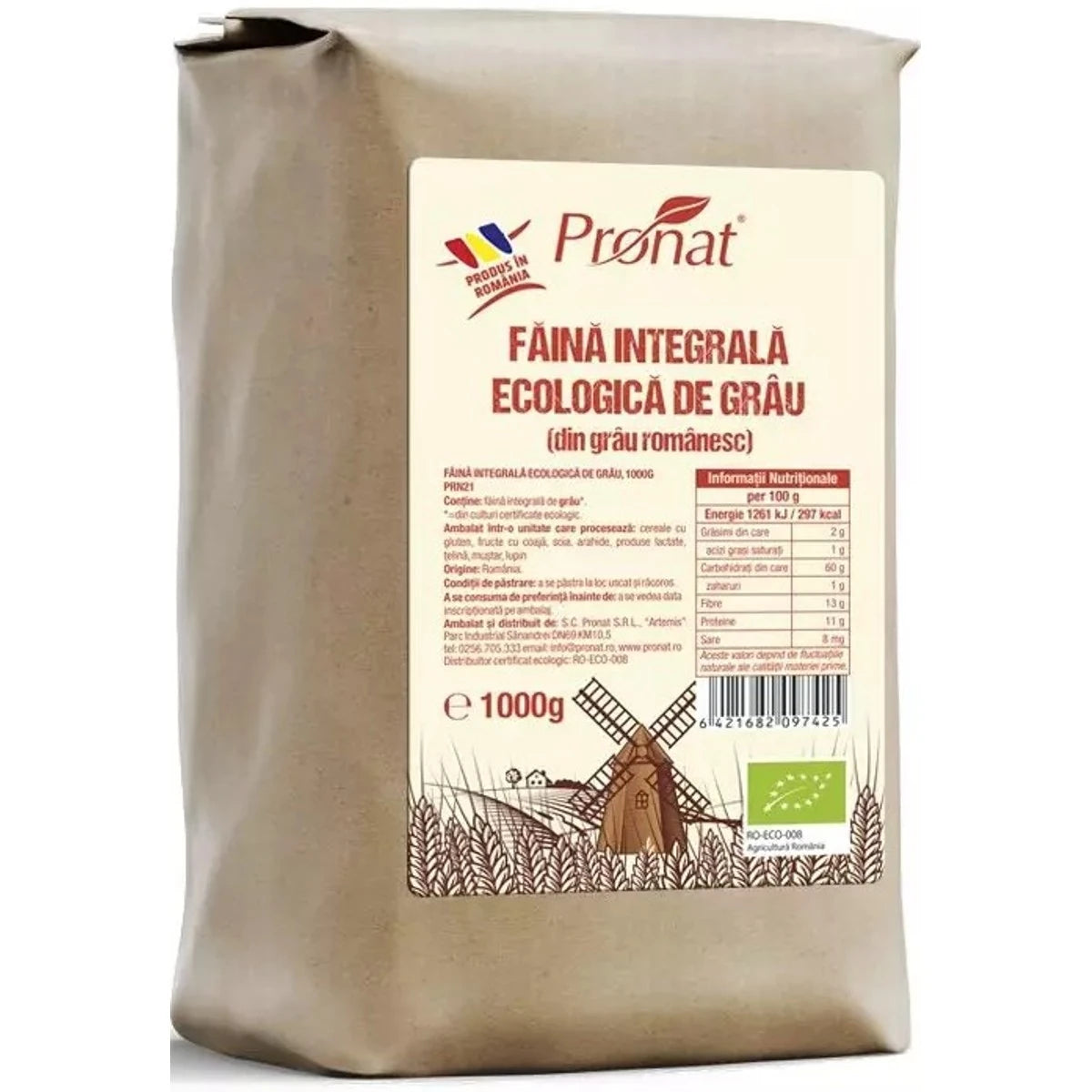 Pronat Făină Integrală de Grâu Eco, 1kg