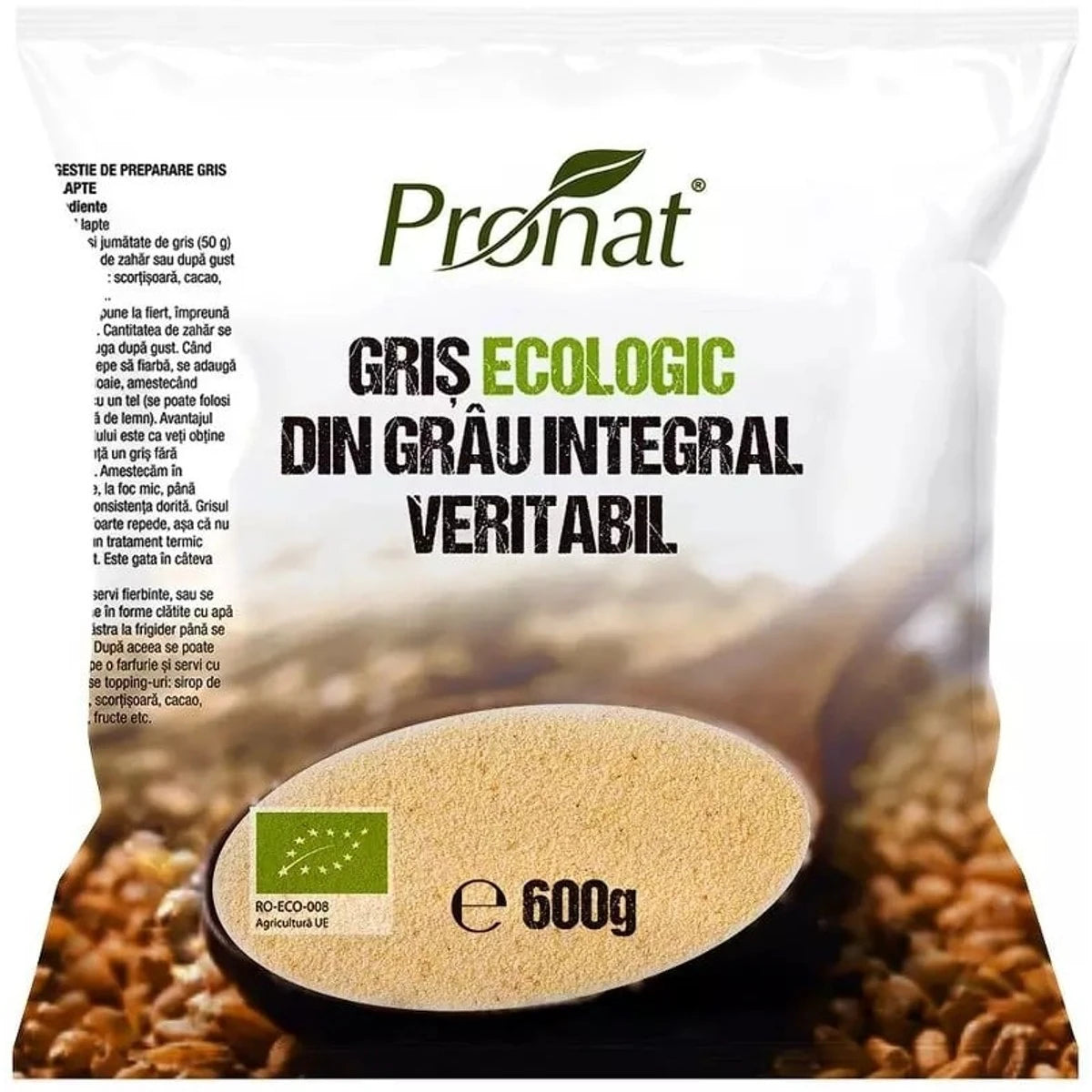 Pronat Griș din Grâu Integral Veritabil Eco, 600g