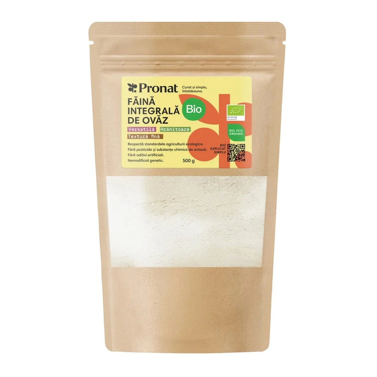 Pronat Făină Integrală de Ovăz Eco, 500g