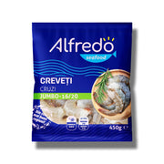 Alfredo Seafood Creveti Cruzi Jumbo 16/20 Decorticati cu Codita Congelati, 450 g
