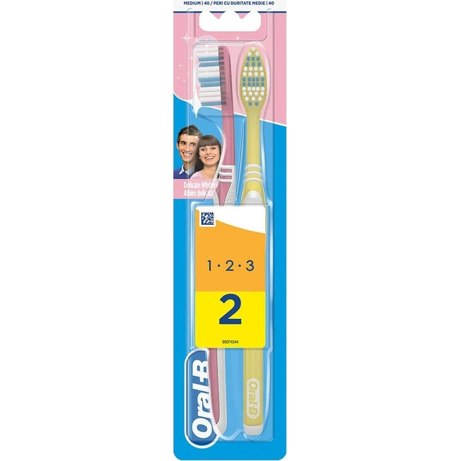 Oral-B Periuță de Dinți 3-Effect Delicate White Medium, 2 Bucăți