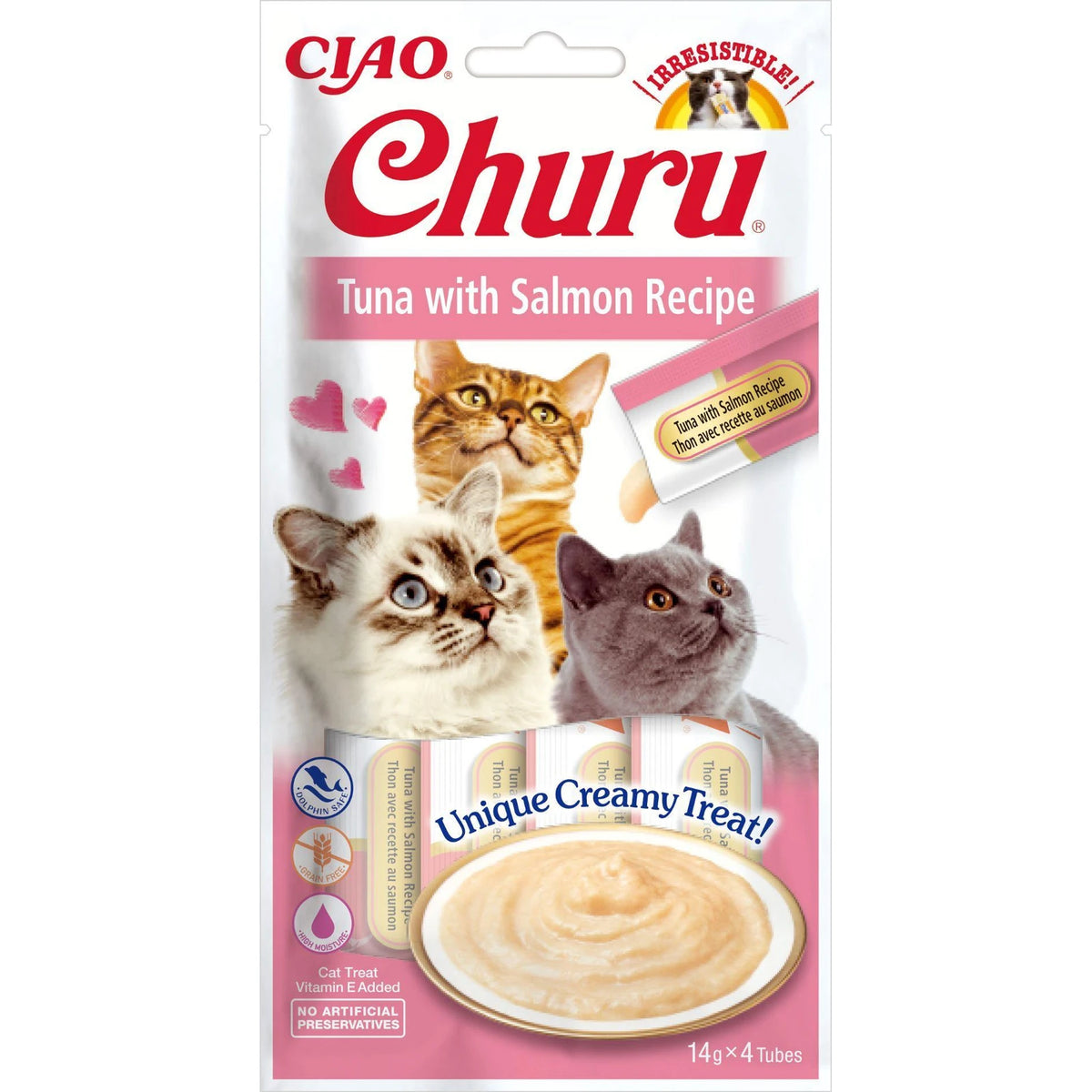 Inaba Ciao Churu Recompense Cremoase pentru Pisici Ton si Somon 4x14g