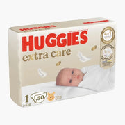 Huggies Extra Care, Scutece, 2-5 kg, Marime 1, Jumbo Pack, 50 Buc