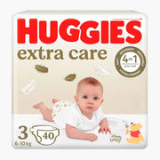 Huggies Extra Care, Scutece, 6-10 kg, Marime 3, Jumbo Pack, 40 Buc