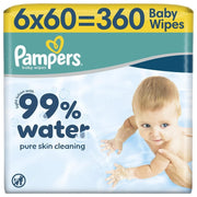 Pampers 99% Water, Servetele Umede pentru Copii, 6x60 Buc