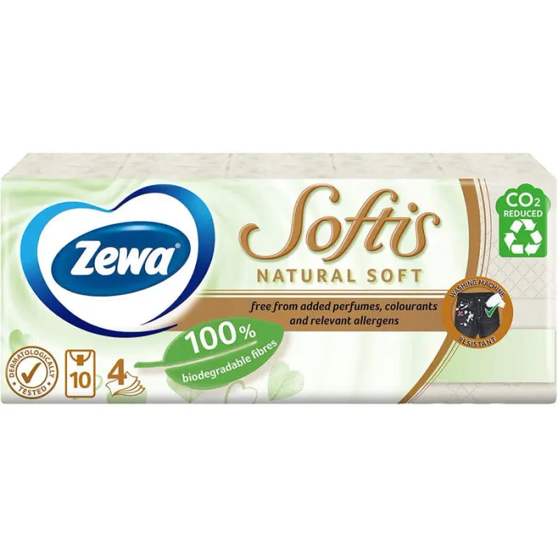 Zewa Servetele Nazale Softis Natural Soft, 4 Straturi, 10 pachete