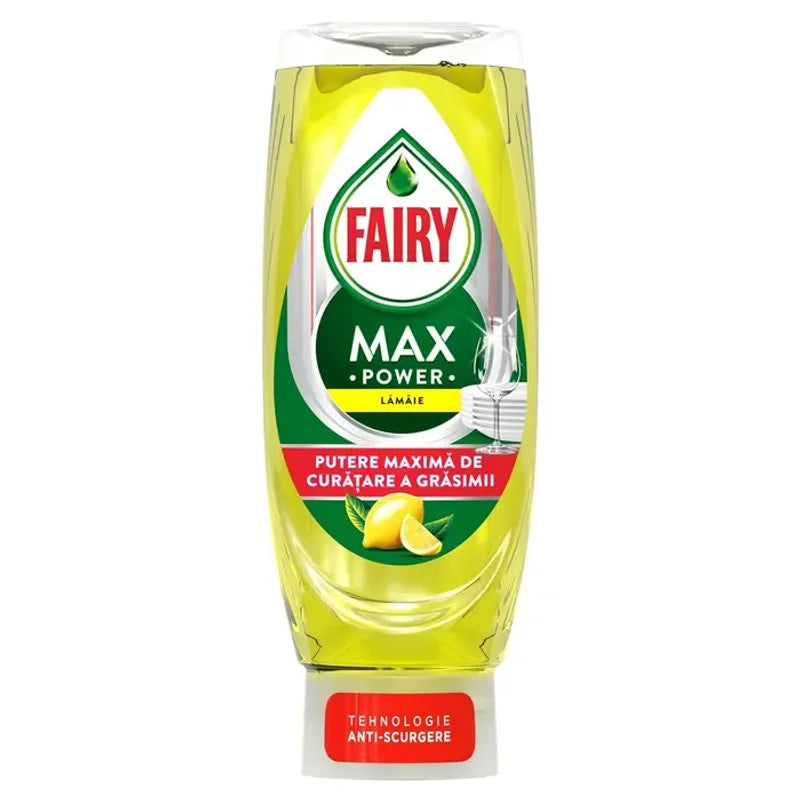 Fairy Max Power Lemon, Detergent de Vase, cu Parfum de Lamaie 545ml