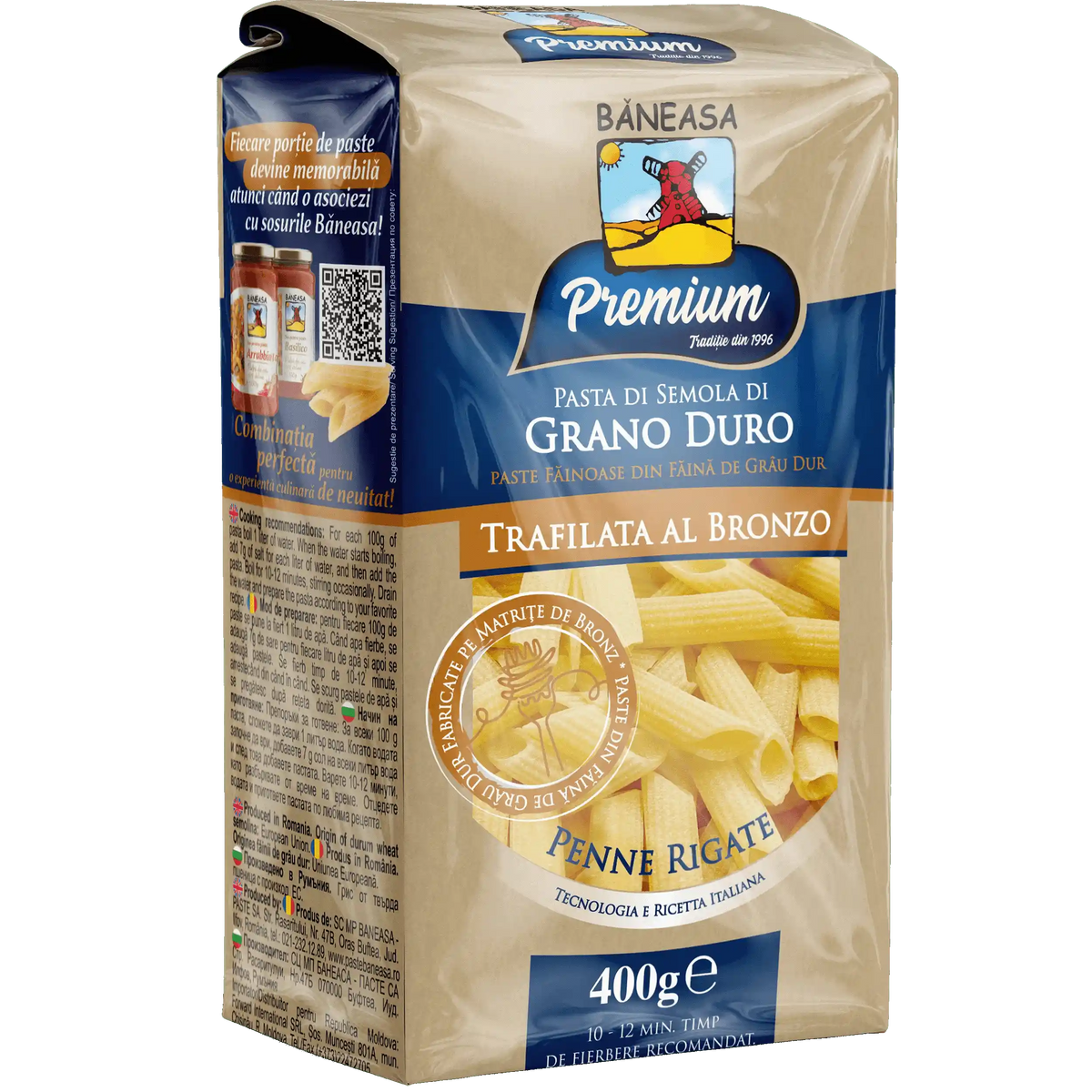 Baneasa Paste Penne din Faina de Grau Dur fara Ou