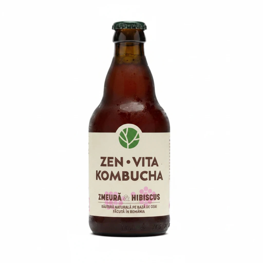 Zenvita Kombucha cu Zmeura Sticla 0.33L