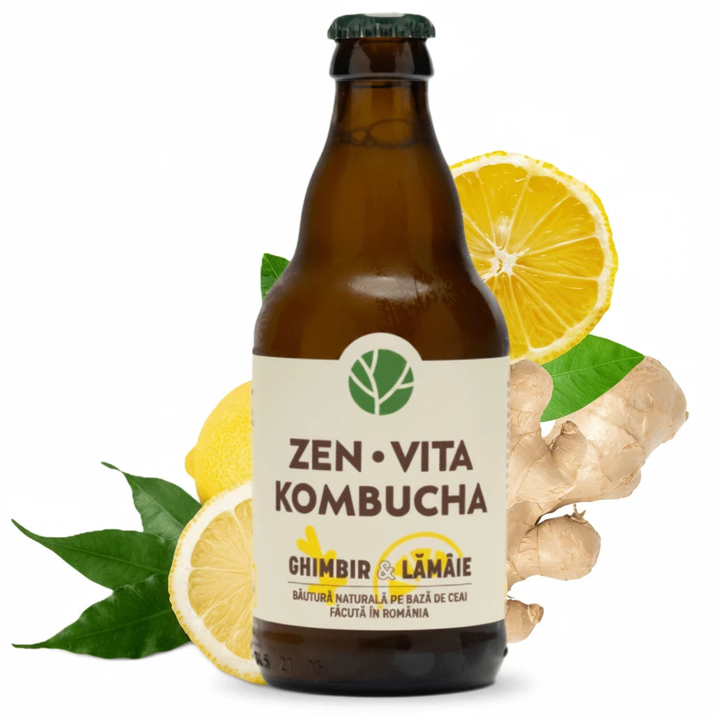 Zenvita Kombucha cu Ghimbir & Lamaie 0.33L
