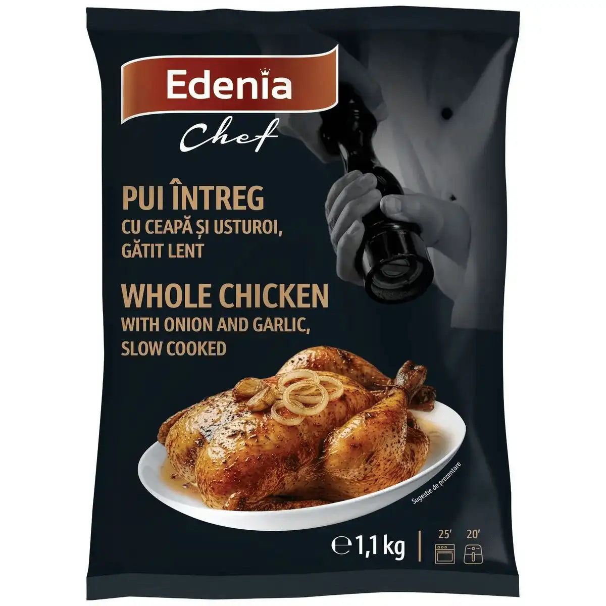 Edenia Chef Pui întreg Gătit Lent cu Ceapă și Usturoi 1,1 kg congelat